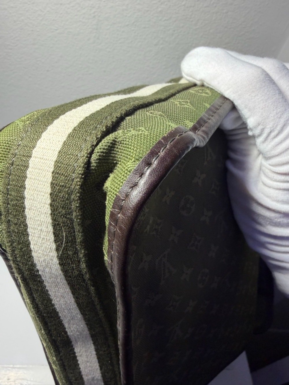Louis Vuitton Mini Lin Monogram Shoulder Bag in Olive Green - Picture 6 of 17